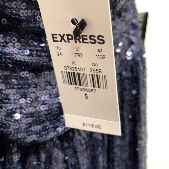 NWT Express Navy Blue Sequined Halter Dress Size Small - Picture 8 of 10